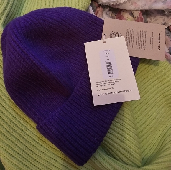 Mara Hoffman Jacq Wool Beanie In Purple New With Tags - Picture 2 of 3